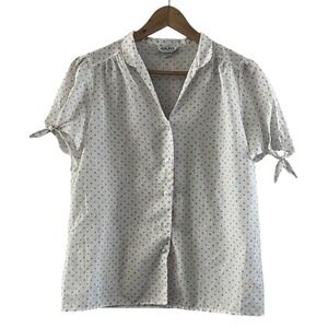 Vintage JANIS Polka Dot Sz 16 Shirt  Blouse Buttons Easter Spring‎